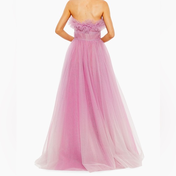 MAC DUGGAL Strapless Glitter Tulle Lilac Pink Ombré Gown NWT Size 8 - Picture 3 of 10